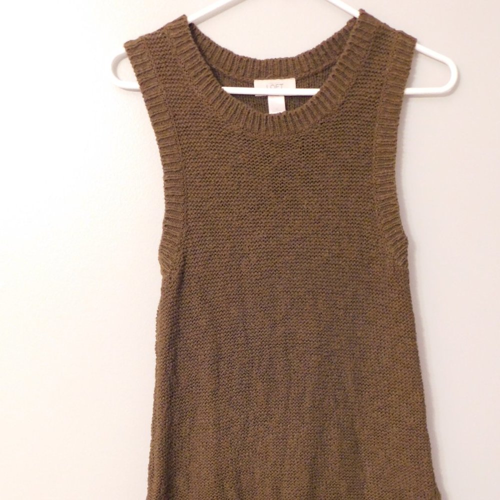 Army Green Knitted Long Tank